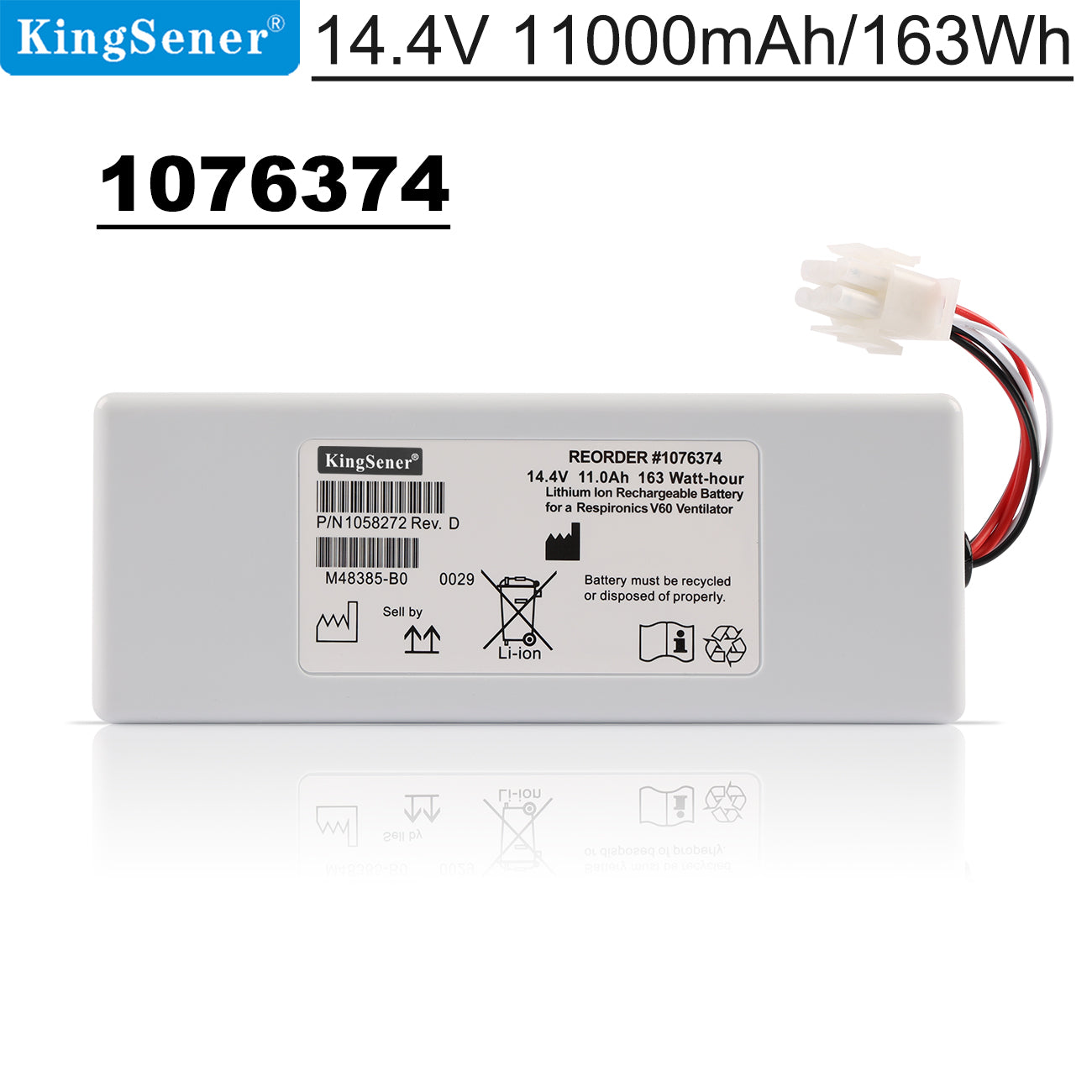 1076374 Battery for Philips V60 V60S Ventilator — 14.4V 11Ah 163Wh