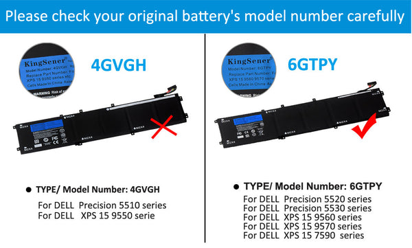 Batterie d'ordinateur portable KingSener 6GTPY 14.8V 92WH pour