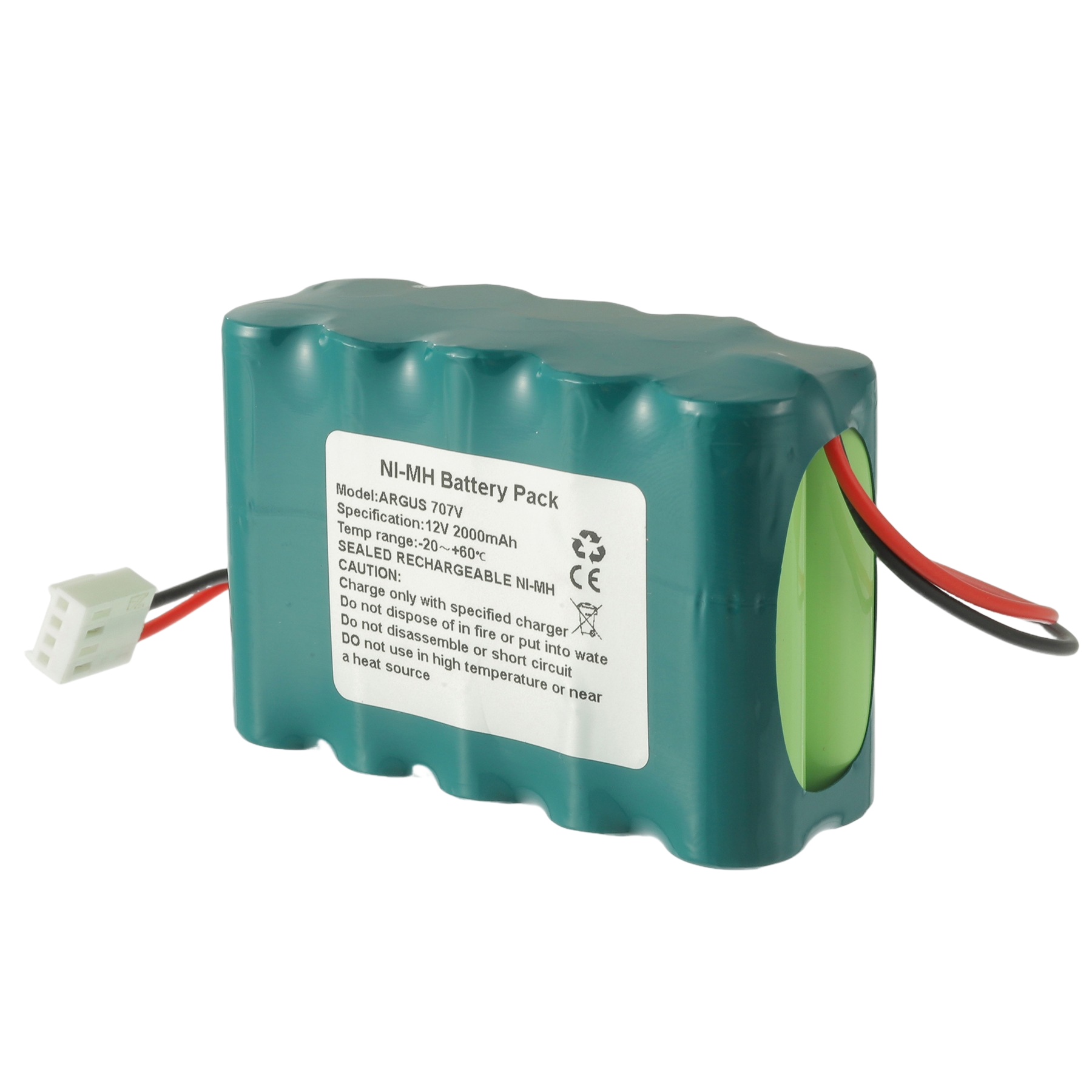 601259 Replacement Battery for Codan Argus 707V Infusion Pump - Front View on White