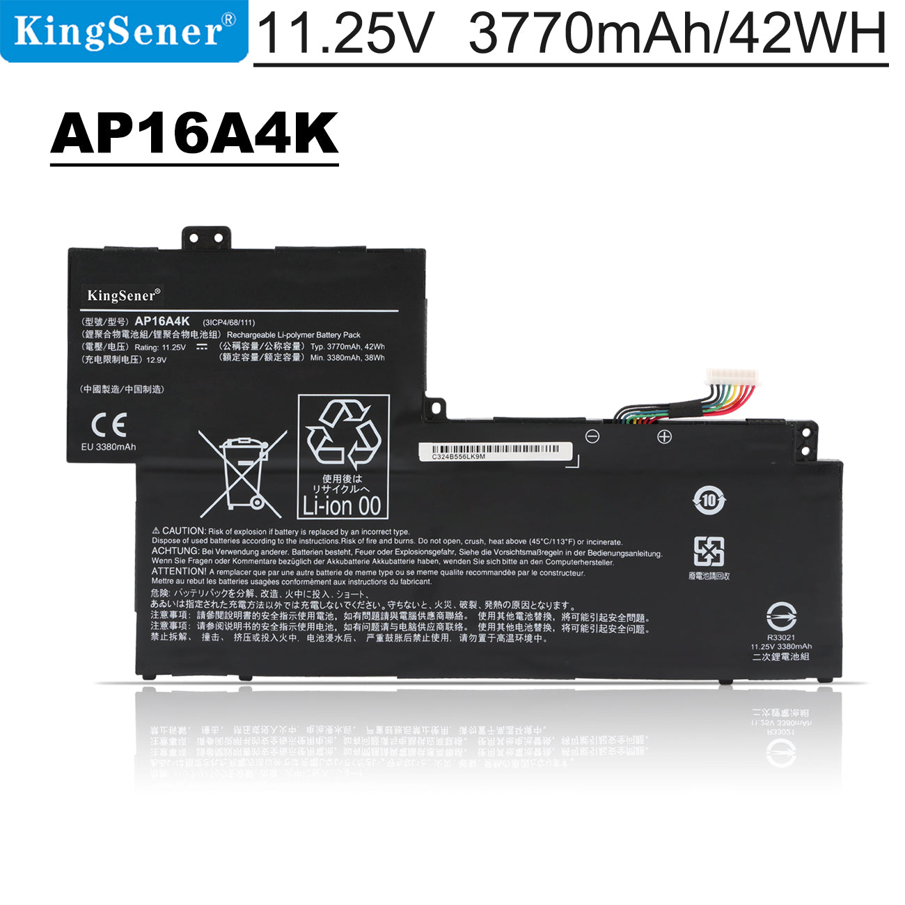 Kingsener AP16A4K Laptop Battery For Acer Swift SF113-31-P63H P0N9 P42V AO1-132-C0QL C129 C3FQ KT.00304.003 3ICP4/68/111