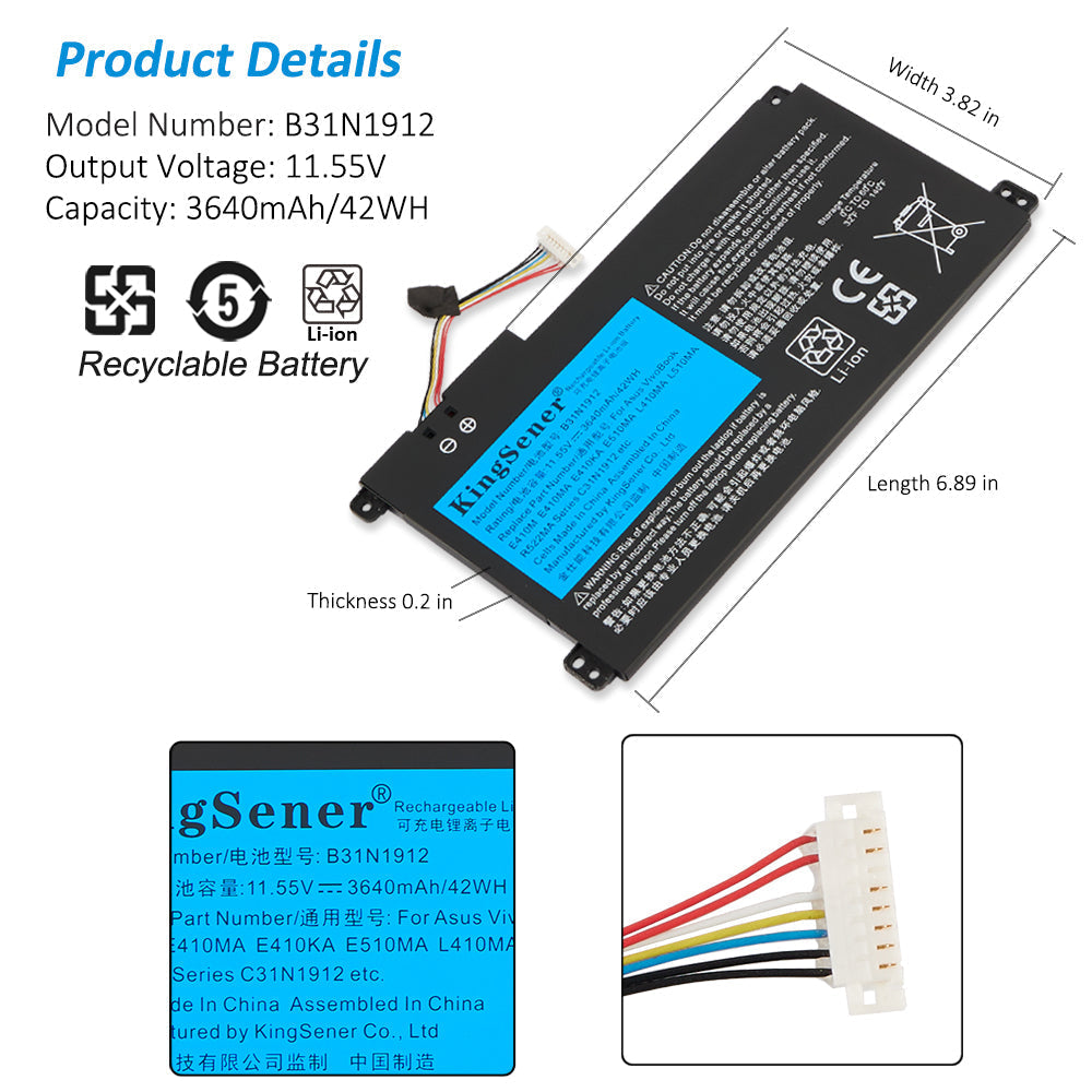    ASUS-42WH-3640mAh-B31N1912-Laptop-Battery