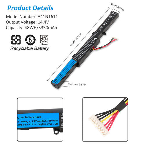 ASUS-A41N1611-14.4V-3350mAh-Laptop-Battery