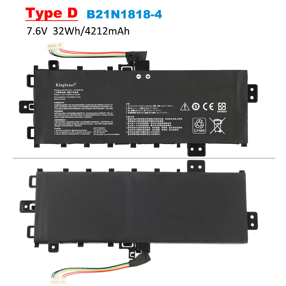 Vervangende Laptopaccu 7,7V 37Wh – C21N1818 Voor ASUS A412FA, X412FJ, F512FA, X512DA, Y4100FA (Li-Ion)