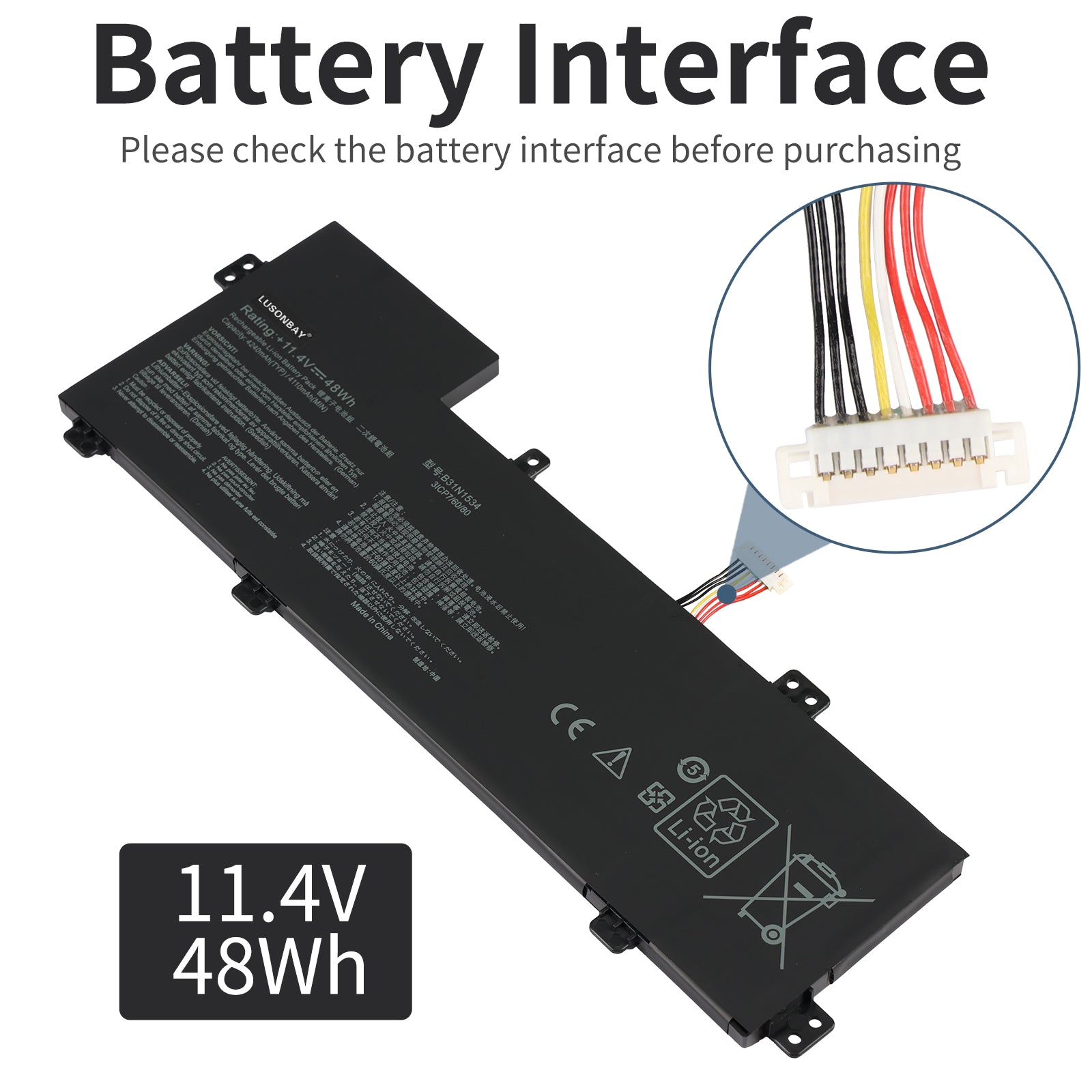 ASUS-B31N1534-11.4V-48WH-Laptop-Battery-LUSONBAY
