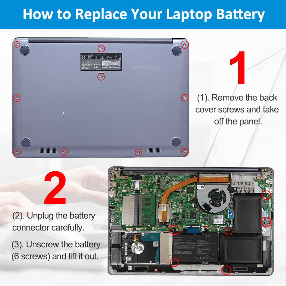 ASUS B31N1637 replacement Li-Polymer laptop battery 11.52V 42Wh DIY 3-step replacement for VivoBook X510 S510