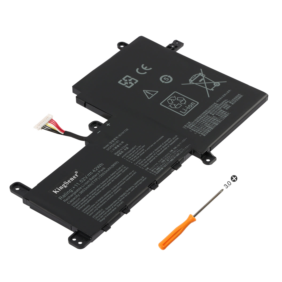 ASUS B31N1729 replacement Li-ion laptop battery 11.52V 42Wh 3653mAh PH3 screwdriver for installation
