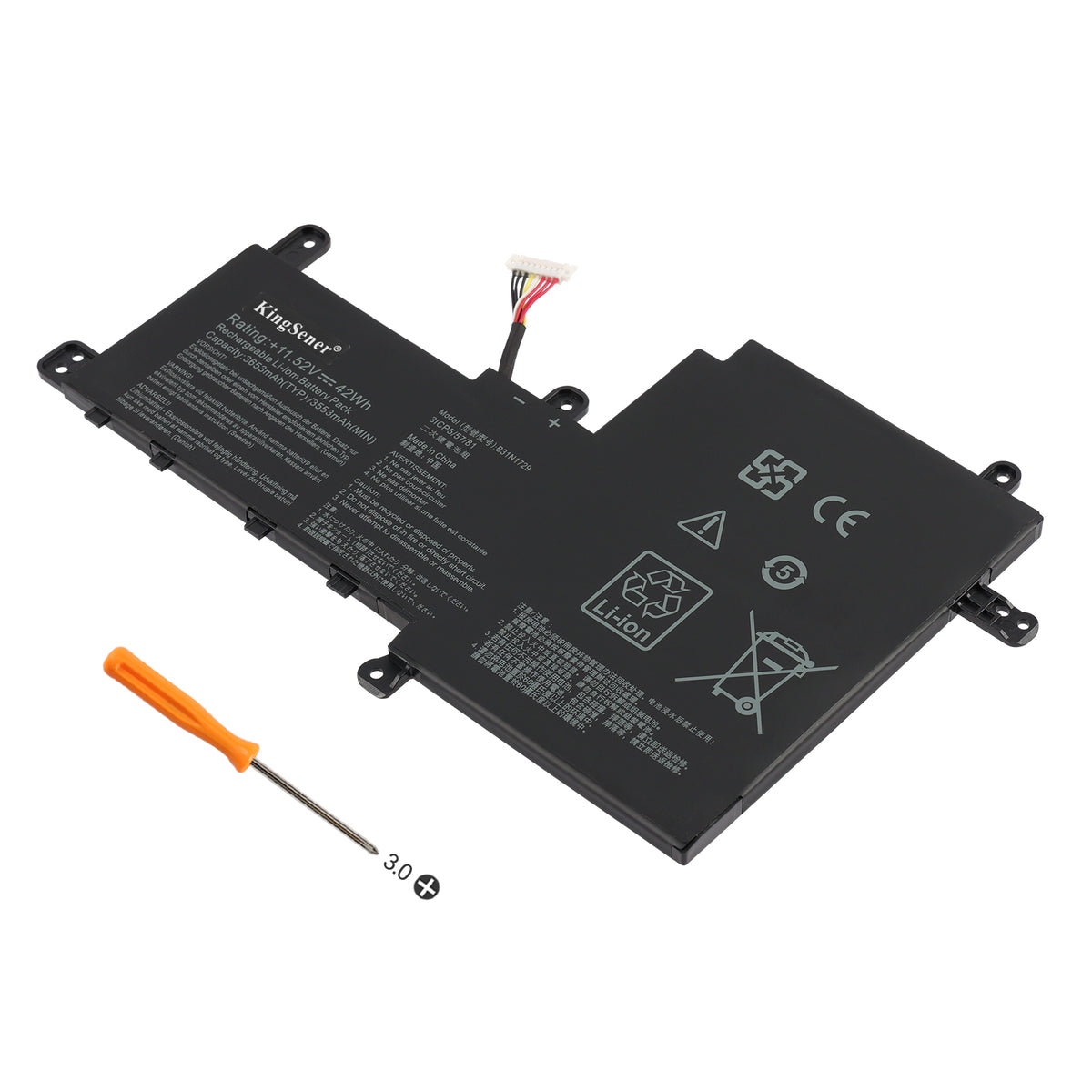 ASUS B31N1729 replacement Li-ion laptop battery 11.52V 42Wh 3653mAh PH3 screwdriver for installation