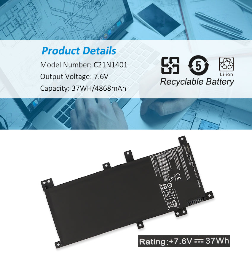 ASUS-C21N1401-7.6V-4868mAh-Laptop-Battery