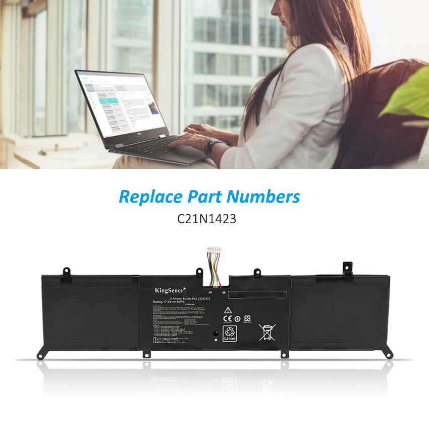 KingSener 全新 C21N1423 筆記本電池 適用於華碩 X302L X302LJ X302LA R301LA F302LJ F302U X302LJ-R4073/R4036H 7.6V 38WH
