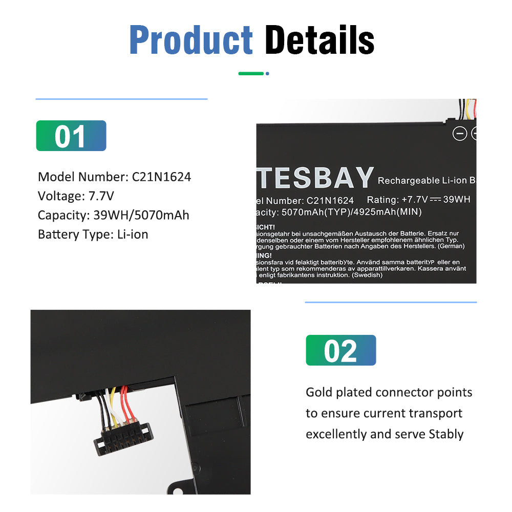 ASUS-C21N1624-39Wh-Laptop-Battery