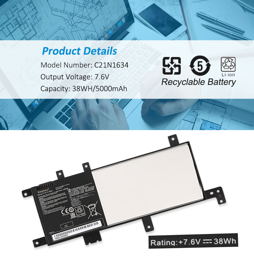 ASUS-C21N1634-7.6V-5000mAh-Laptop-Battery