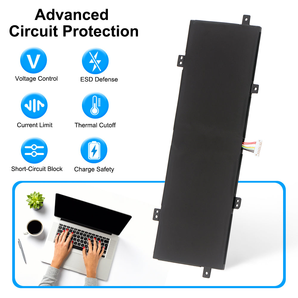 ASUS C21N1833 replacement Li-polymer laptop battery 7.7V 47Wh with voltage control thermal cutoff protection