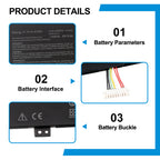 ASUS C21N1833 replacement Li-polymer laptop battery 7.7V 47Wh specs 11-pin interface with metal buckle