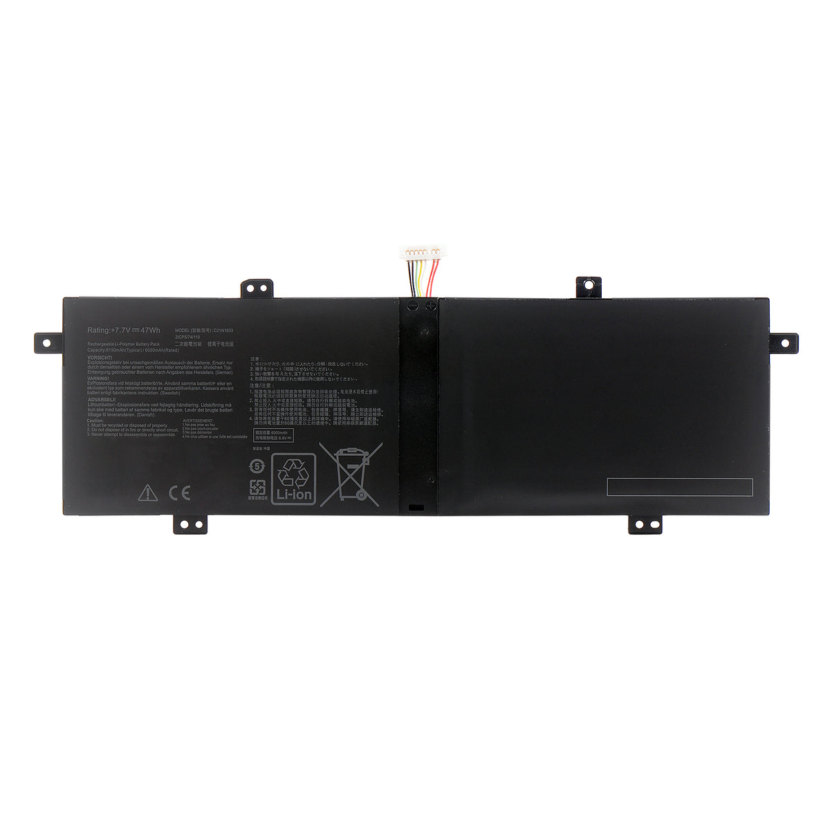 ASUS C21N1833 replacement Li-polymer laptop battery 7.7V 47Wh 6150mAh white background product main image