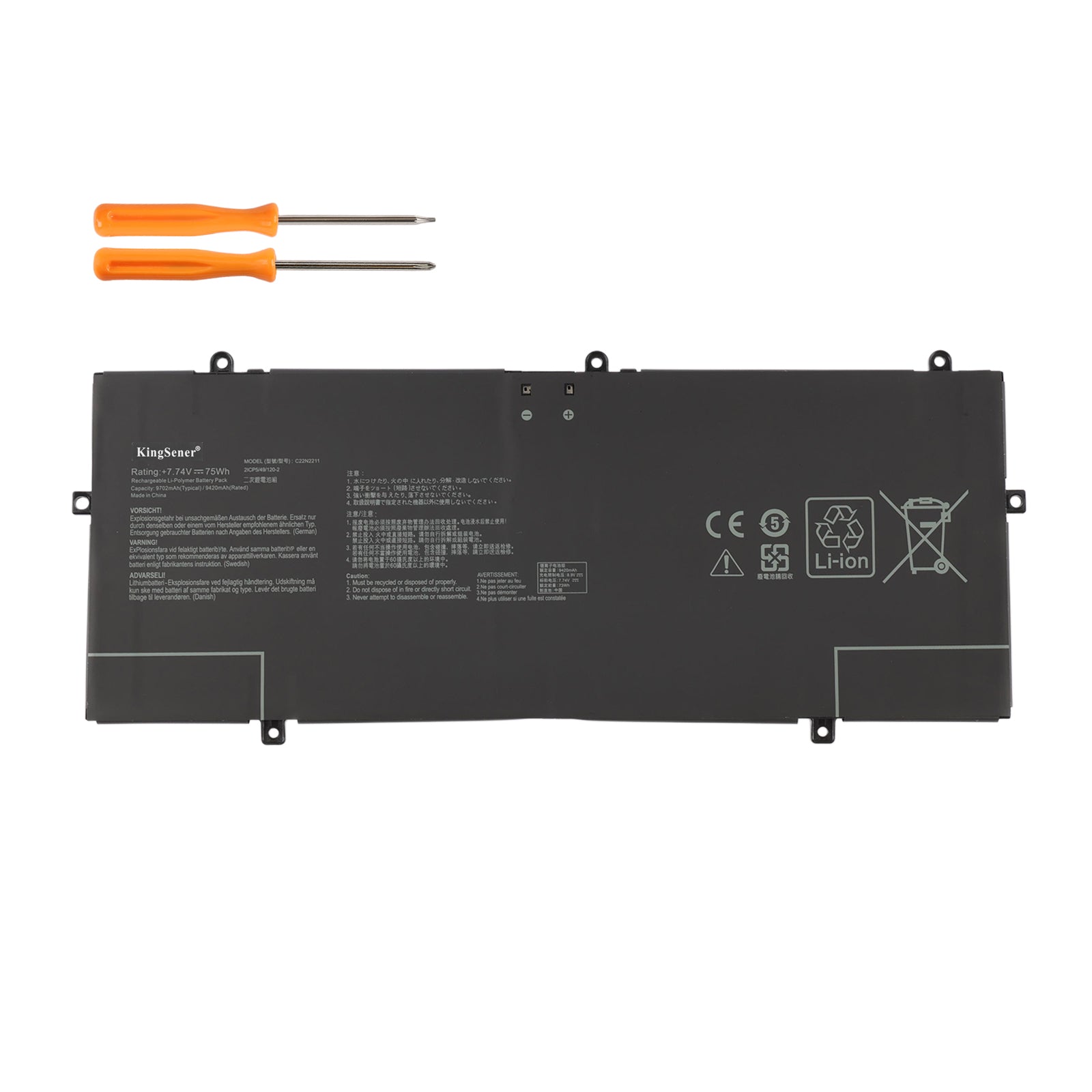 C22N2211 75Wh Li-ion battery comes with free screwdriver tools for easy DIY replacement in ASUS ZenBook 14 OLED