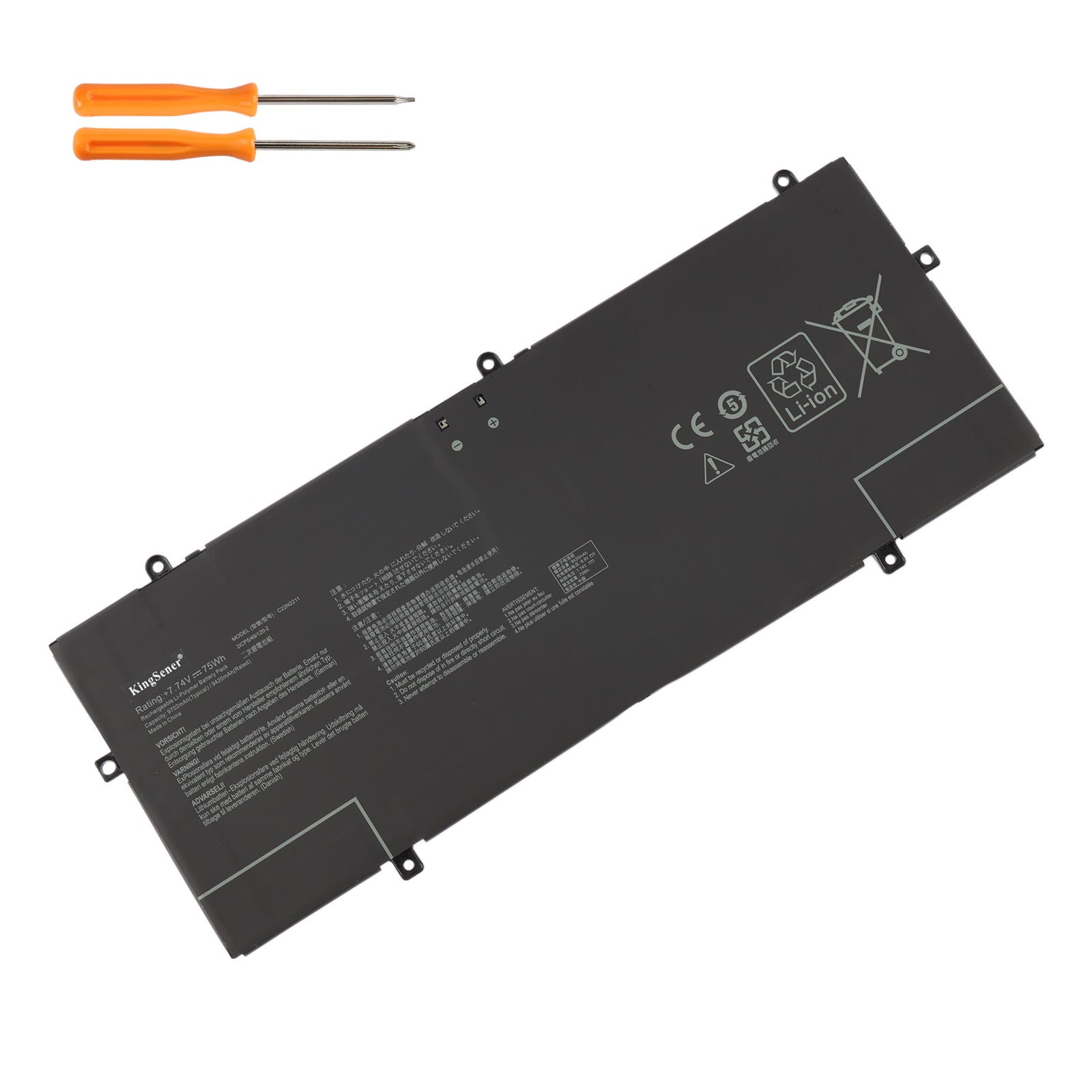 C22N2211 75Wh Li-ion battery comes with free screwdriver tools for easy DIY replacement in ASUS ZenBook 14 OLED