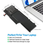 ASUS C23-UX32 replacement Li-polymer laptop battery 7.4V 48Wh dimensions 11.02 inch perfect fit for laptop