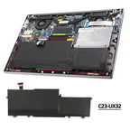 ASUS C23-UX32 replacement Li-polymer laptop battery 7.4V 48Wh installation inside ASUS Zenbook UX32 notebook