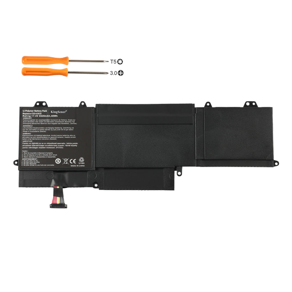 ASUS C23-UX32 replacement Li-polymer laptop battery 7.4V 48Wh 6520mAh T5 PH3 screwdrivers for installation
