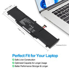 ASUS C31N1339 replacement Li-polymer laptop battery 11.31V 50Wh dimensions 11.46 inch perfect fit for laptop