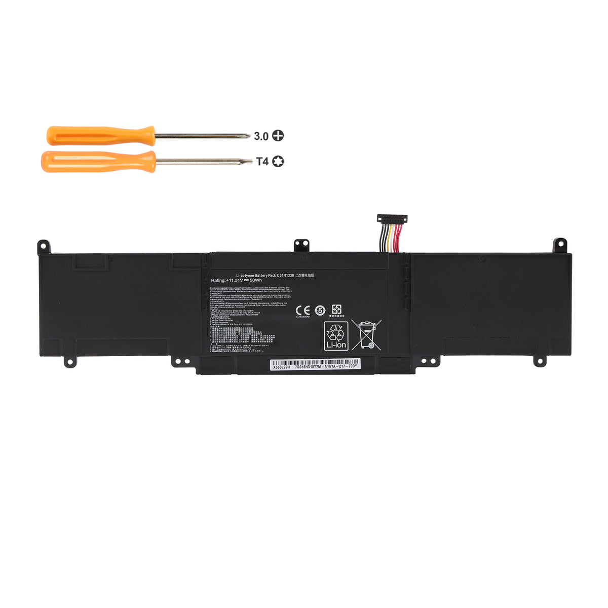 ASUS C31N1339 replacement Li-polymer laptop battery 11.31V 50Wh 4421mAh T4 PH3 screwdrivers for installation