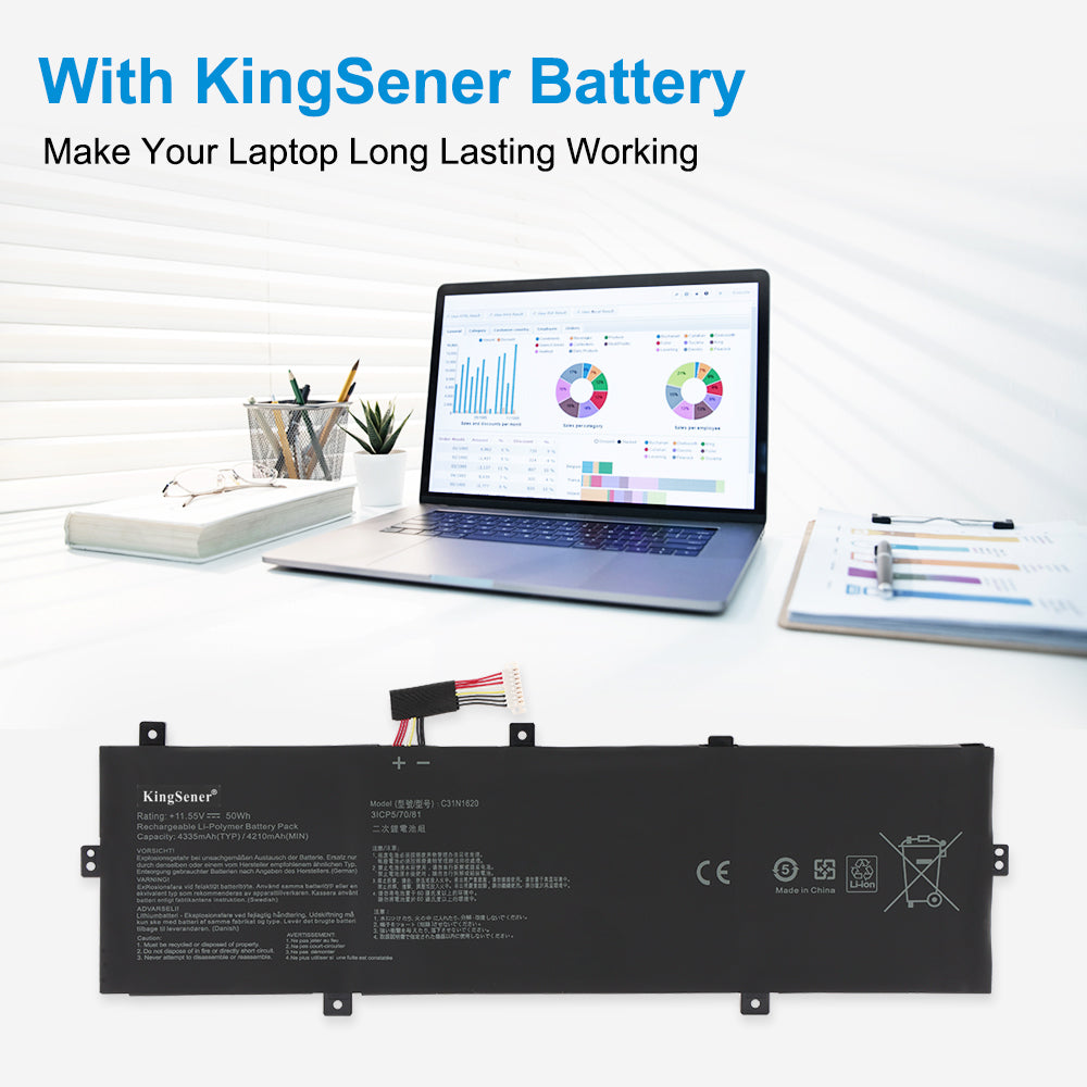 ASUS C31N1620 replacement Li-Polymer laptop battery 11.55V 50Wh 4335mAh for long lasting working performance