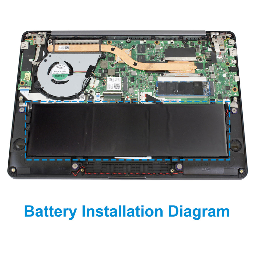ASUS C31N1620 replacement Li-Polymer laptop battery 11.55V 50Wh installation inside ASUS laptop