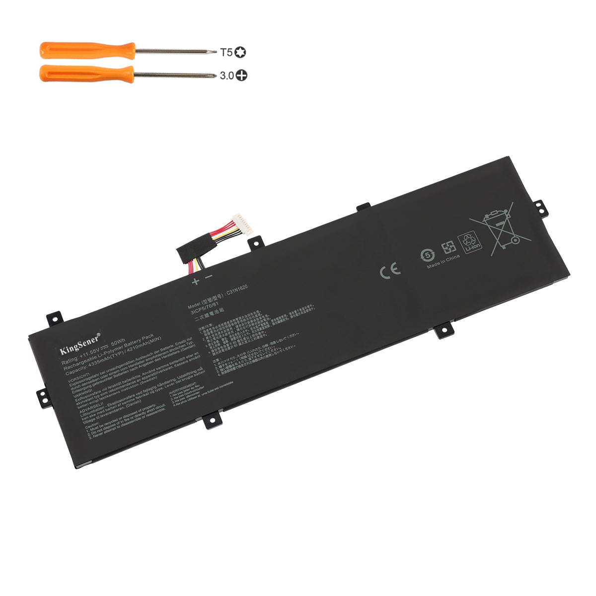 ASUS C31N1620 replacement Li-Polymer laptop battery 11.55V 50Wh 4335mAh T5 PH3 screwdrivers for installation