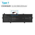 ASUS C31N1620 replacement Li-Polymer laptop battery 11.55V 50Wh Type 1 with ribbon cable on left side