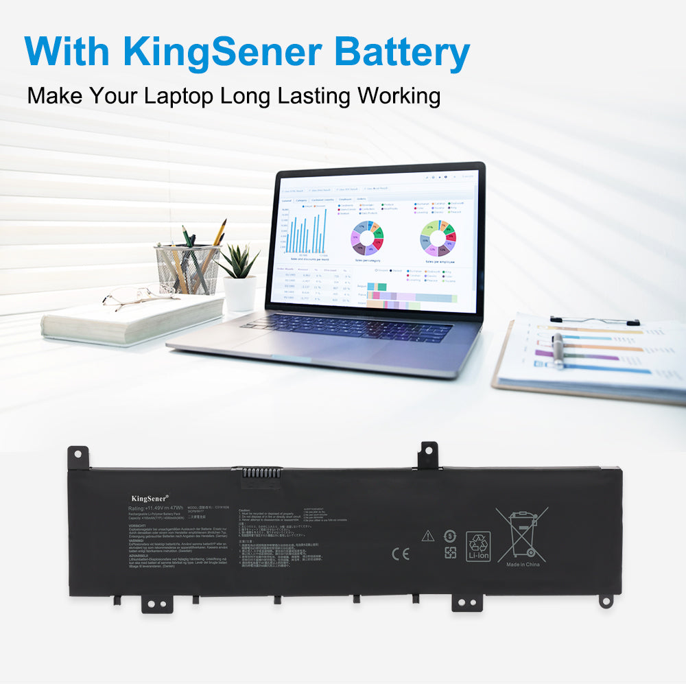 ASUS laptop powered by KingSener C31N1636 replacement battery 11.49V 47Wh for long-lasting working