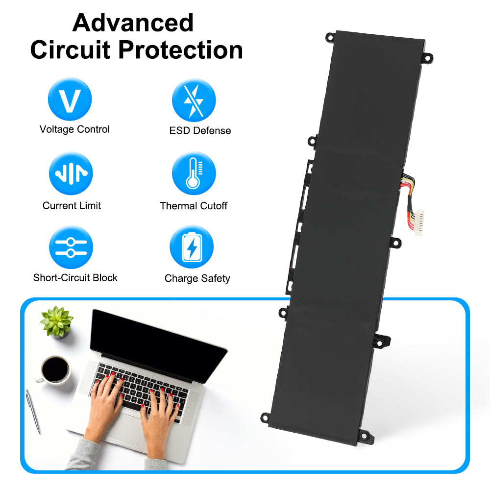 C31N1806 battery with advanced circuit protection: voltage ESD current thermal short-circuit charge safety for ASUS ZenBook ultrabook replacement