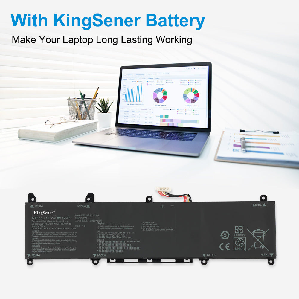 C31N1806 11.55V 42Wh 3640mAh Li-Polymer battery make ASUS ZenBook laptop long lasting working, 3ICP5/58/78 reliable office replacement