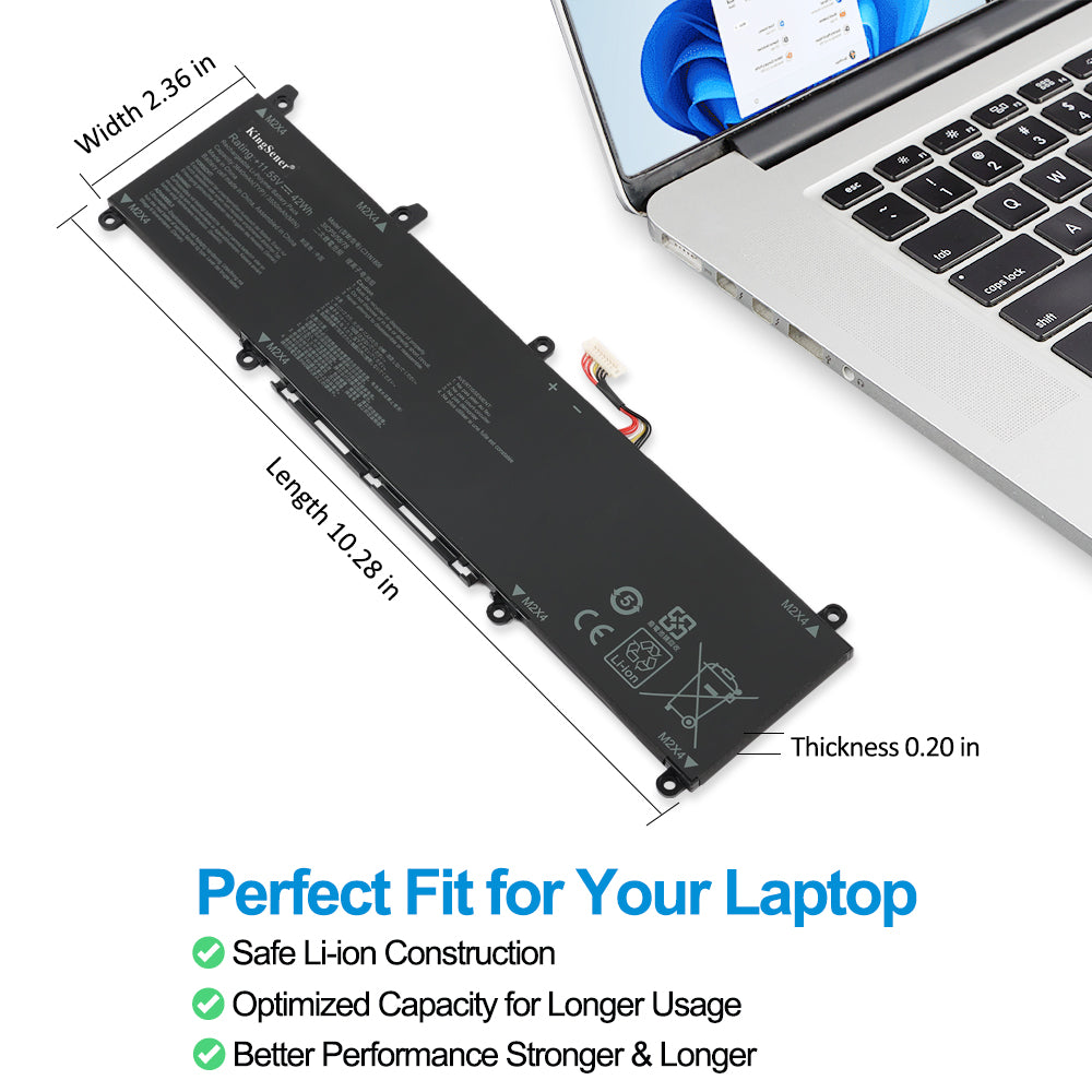 C31N1806 battery perfect fit with dimensions 10.28in 2.36in 0.20in, safe Li-Polymer construction optimized capacity for ASUS ZenBook 13 14 ultrabook