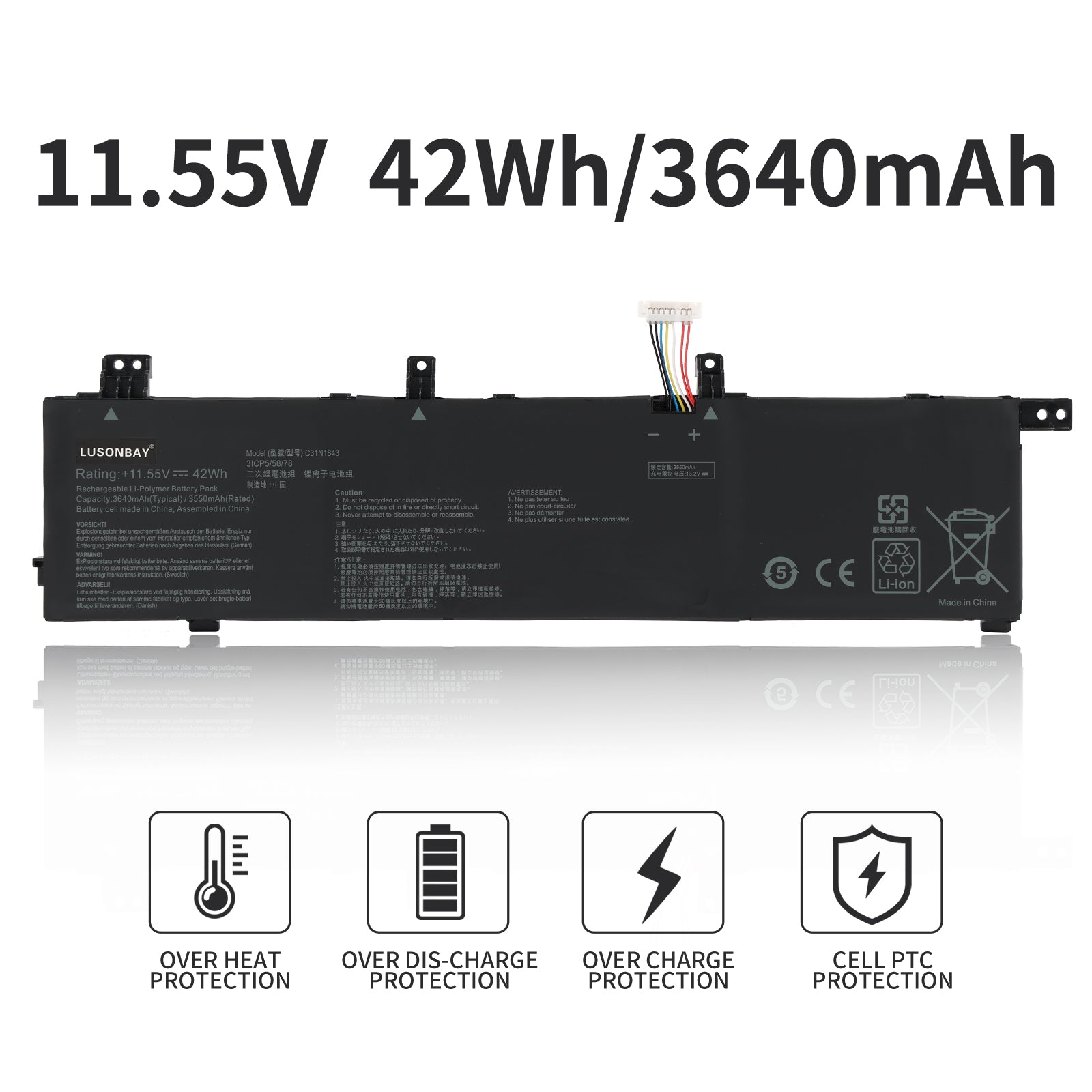 ASUS-C31N1843-11.55V-42WH-Laptop-Battery-LUSONBAY