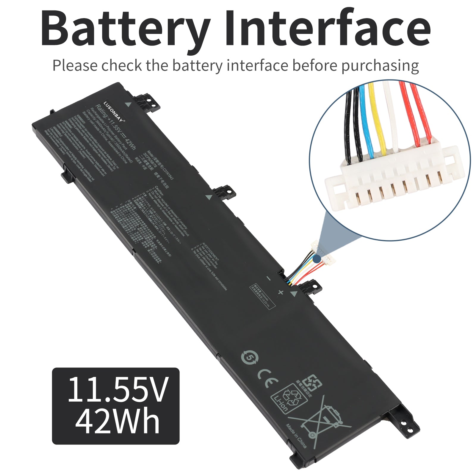 ASUS-C31N1843-11.55V-42WH-Laptop-Battery-LUSONBAY