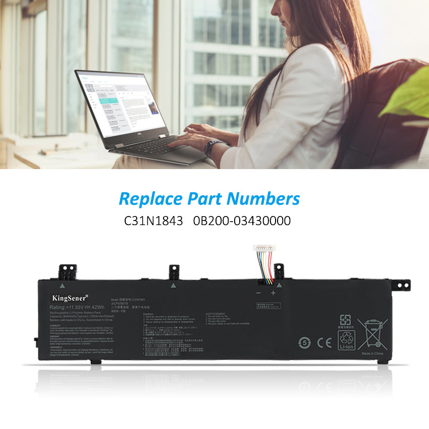 Bateria Kingsener C31N1843 para laptop ASUS VivoBook S14 S432 S432FA S432FL S15 S532 S532FA S532FL X432FA X432FA-2S X532FA X532FL