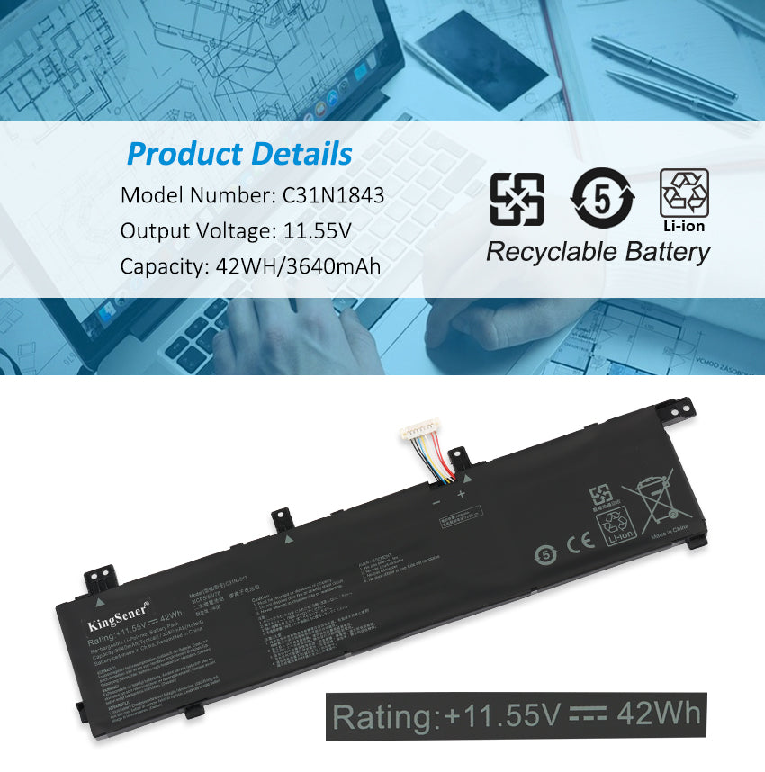 Bateria Kingsener C31N1843 para laptop ASUS VivoBook S14 S432 S432FA S432FL S15 S532 S532FA S532FL X432FA X432FA-2S X532FA X532FL
