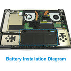 C32-N750 battery installed inside ASUS 17-inch laptop with dual fans and copper heat pipes, exact fit position