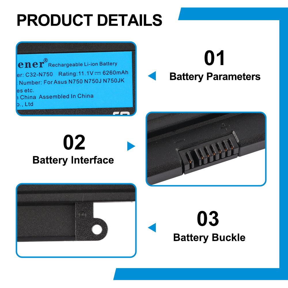 ASUS-C32-N750-11.1V-69Wh-Laptop-Battery