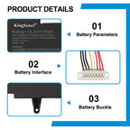 C41N1541 replacement battery details: 15.2V 76Wh 5000mAh 4ICP4/59/134 with white 8-pin connector and buckle