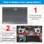 3-step C41N1727 battery replacement tutorial: remove back cover, unplug connector, unscrew 5 screws
