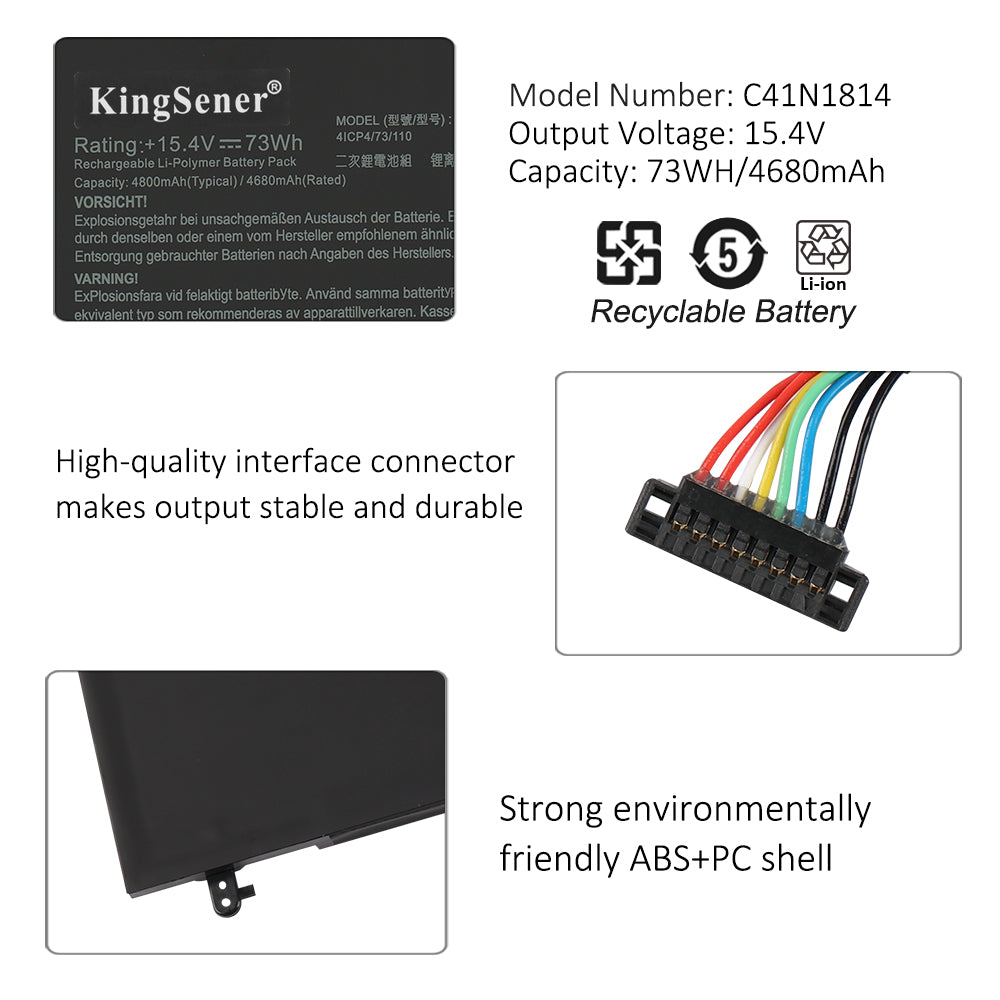 Kingsener C41N1814 Laptop Battery for ASUS ZenBook 15 UX533 UX533FD UX533FN RX533 RX533FD Series Notebook 0B200-03120100