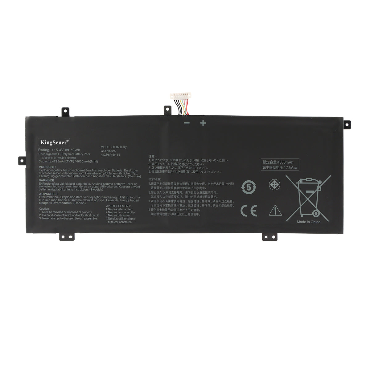 C41N1825 replacement laptop battery 15.4V 72Wh 4725mAh Li-Polymer 4-cell for ASUS