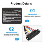 C41N2311 battery product details showing battery label and high-quality interface connector