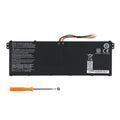 AC14B18J 11.4V 36Wh 3220mAh Acer replacement battery white background hero shot with 3.0 Phillips screwdriver, 3ICP5/57/80 made in China for Aspire series