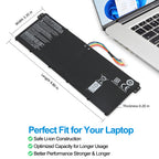 Acer AC14B3K replacement Li-ion laptop battery 15.2V 48.9Wh perfect fit 9.8 inch length for Acer notebook
