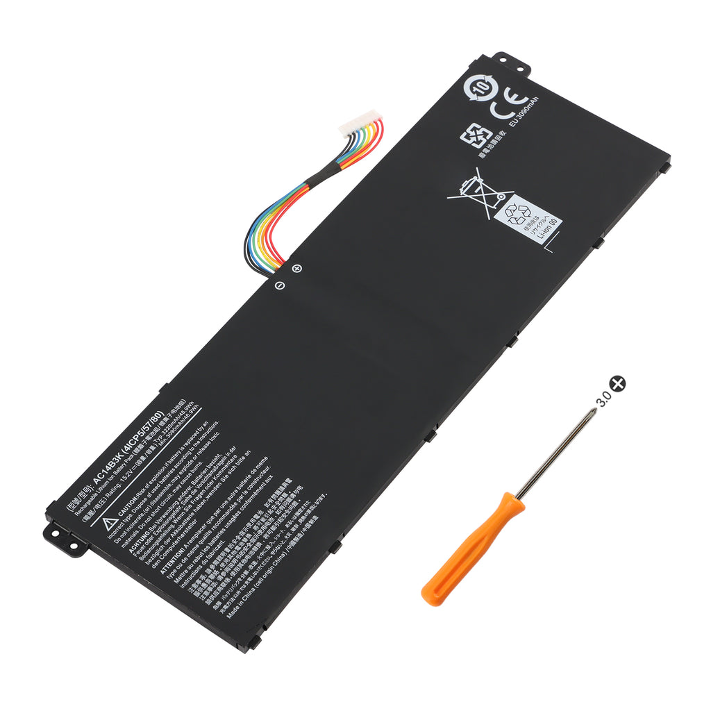 Acer AC14B3K replacement Li-ion laptop battery 15.2V 48.9Wh 3220mAh PH3 screwdriver for installation