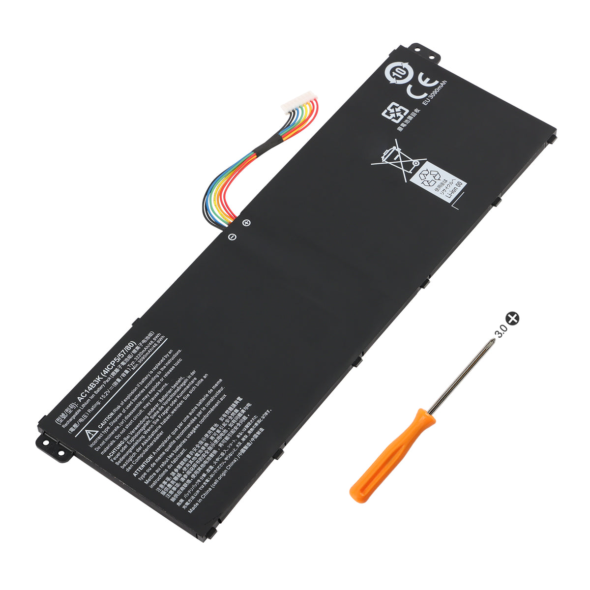 Acer AC14B3K replacement Li-ion laptop battery 15.2V 48.9Wh 3220mAh PH3 screwdriver for installation