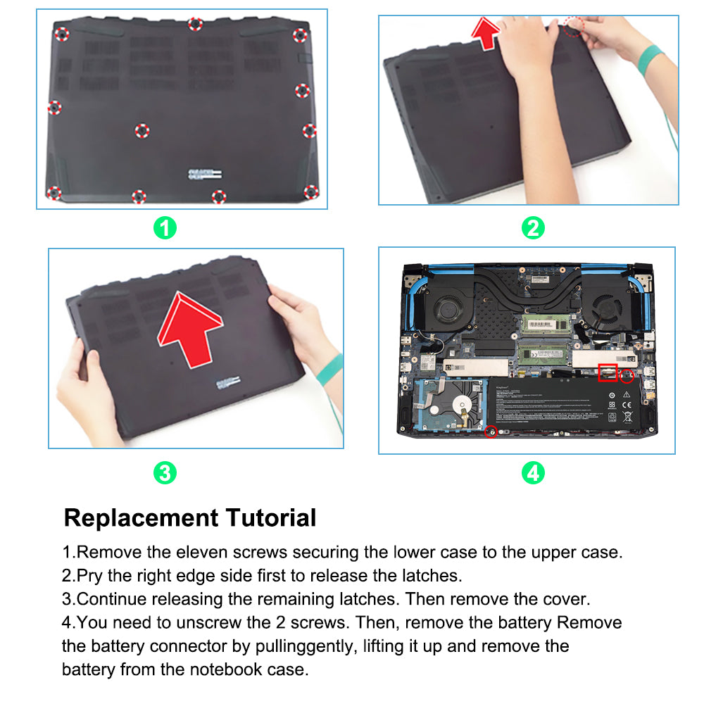 Acer AP18E7M replacement Li-ion laptop battery 15.4V 3733mAh 57.48Wh DIY 4-step replacement tutorial