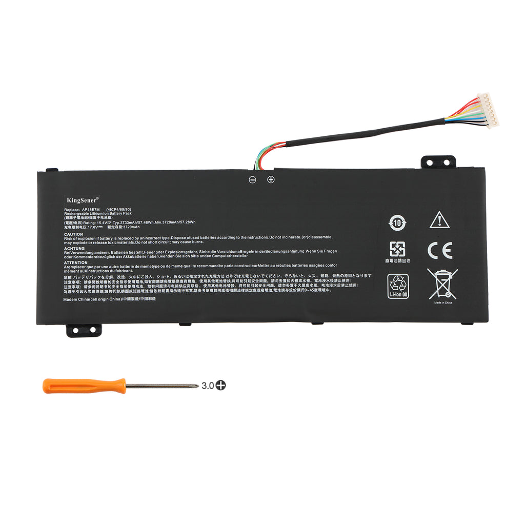 Acer AP18E7M replacement Li-ion laptop battery 15.4V 3733mAh 57.48Wh PH3 screwdriver for installation